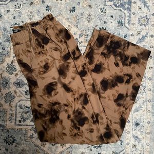 Brown Splatter Print Wide Leg Pants